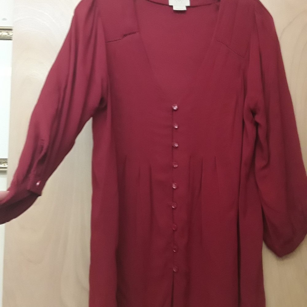 Red Peasant Top Anthro Seven Sisters Sz 6